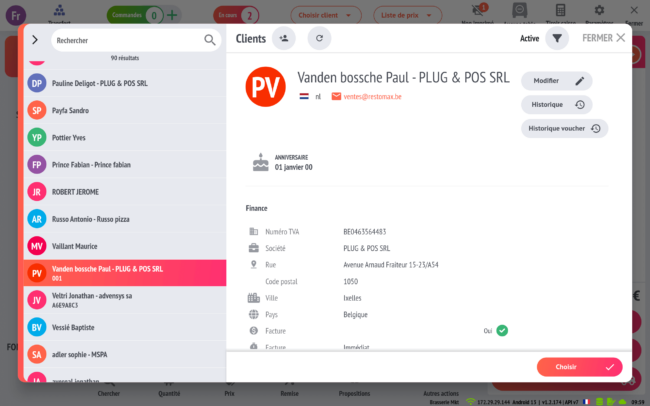 gestion compte client sur caisse enregistreuse