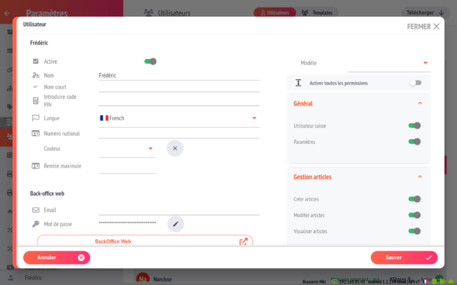 gestion langue sur caisse par employé