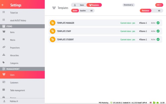Gestion pointage sur caisse enregistreuse Restaurant