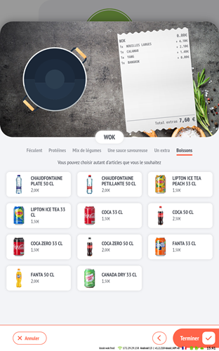 fonction upselling - borne de commande fast foot