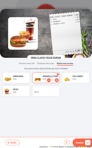 proposition upselling - borne de commande fast foot